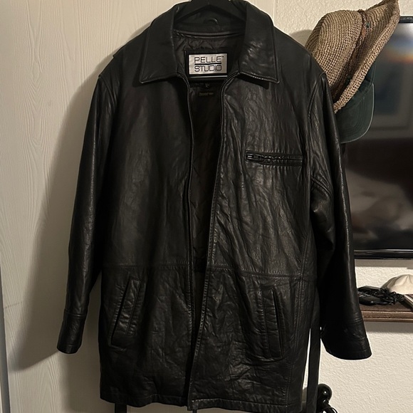 Pelle studio men’s leather belted jacket size XL - Picture 1 of 6